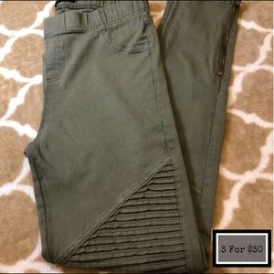 Army Green Moto Leggings